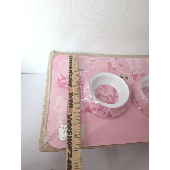 PetEgo Dog Cat Bowl Dish Placement Set Italian Style Whimsical Cartoon Pink NEW - Picture 7 of 8